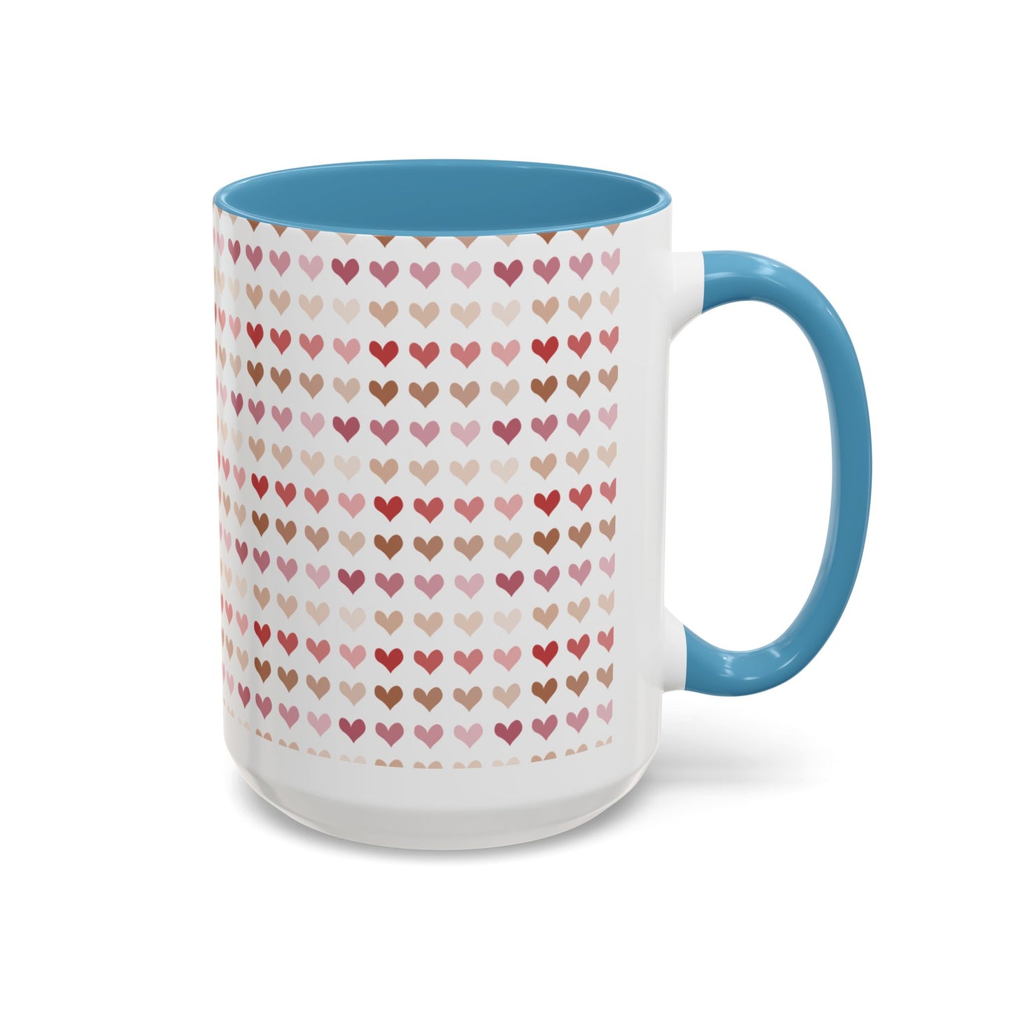 Heart Pattern Accent Coffee Mug – Cute Valentine Love Design (11/15oz)