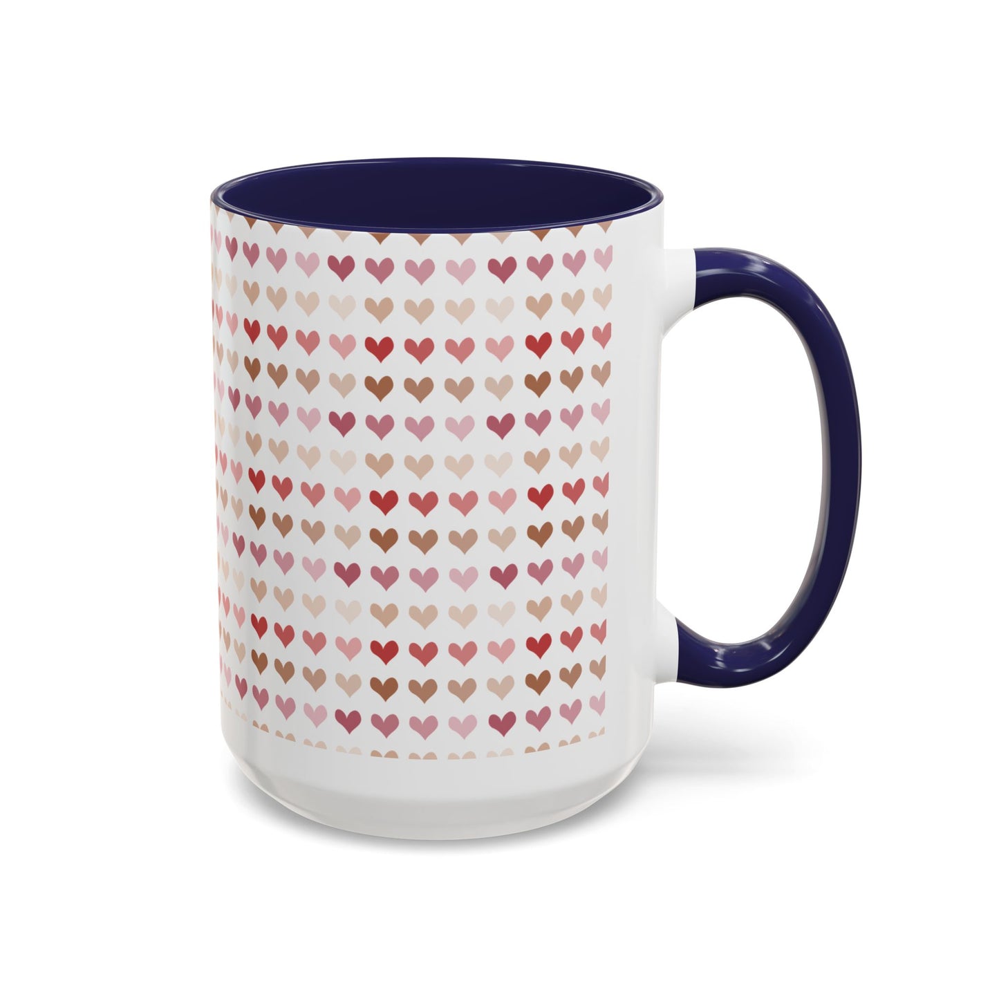 Heart Pattern Accent Coffee Mug – Cute Valentine Love Design (11/15oz)