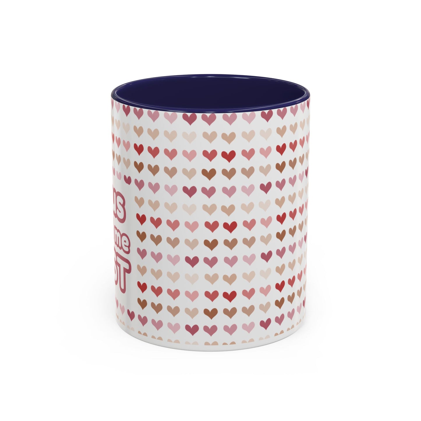Heart Pattern Accent Coffee Mug – Cute Valentine Love Design (11/15oz)