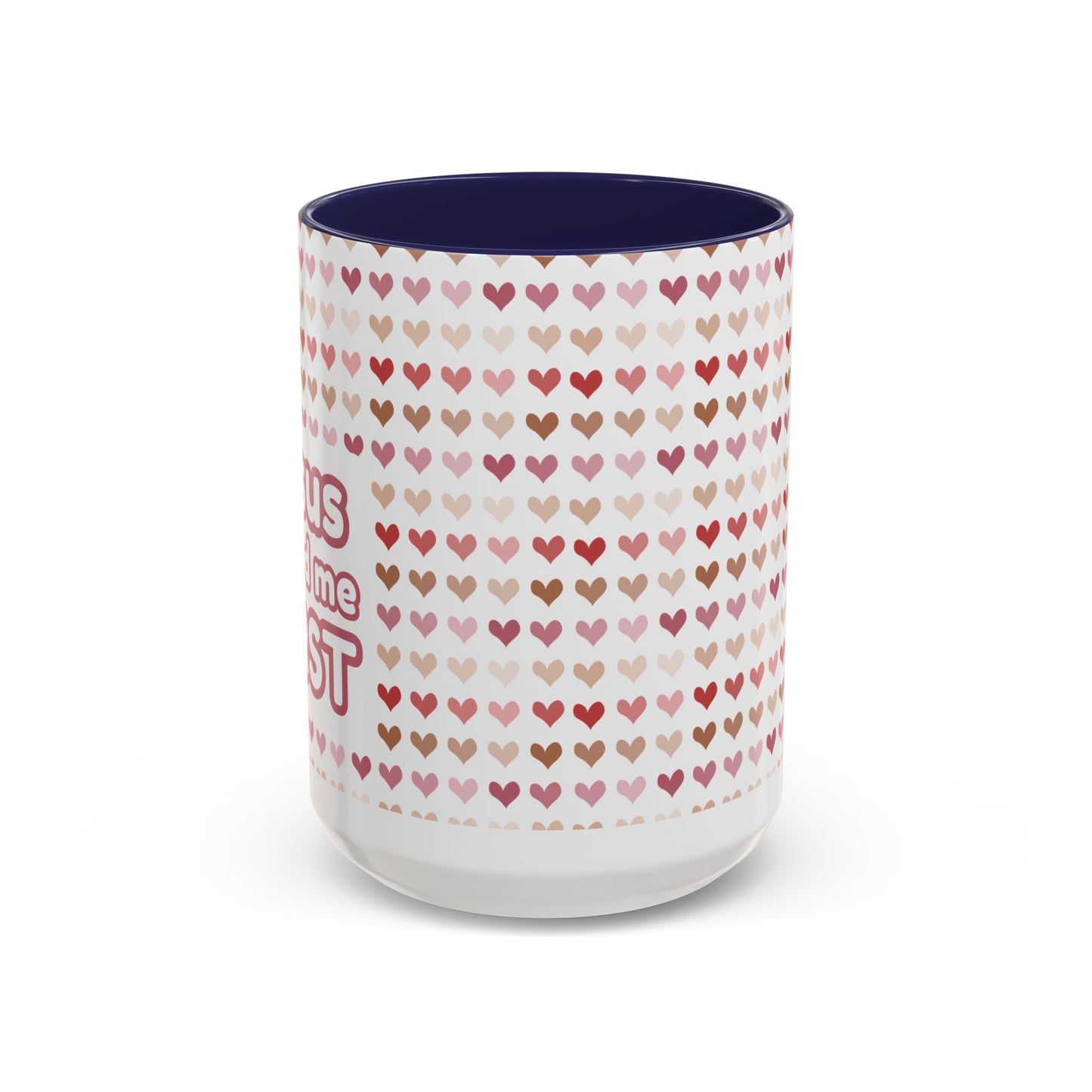 Heart Pattern Accent Coffee Mug – Cute Valentine Love Design (11/15oz)