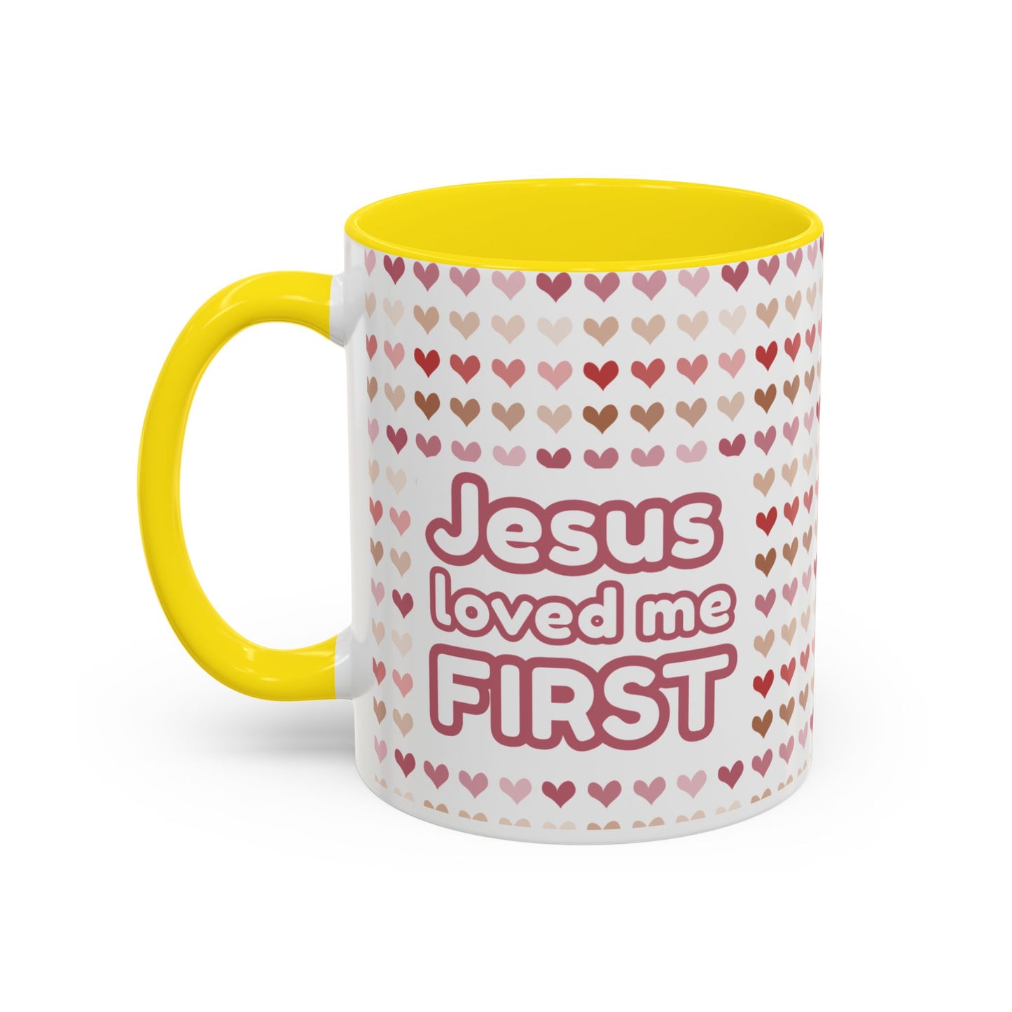 Heart Pattern Accent Coffee Mug – Cute Valentine Love Design (11/15oz)