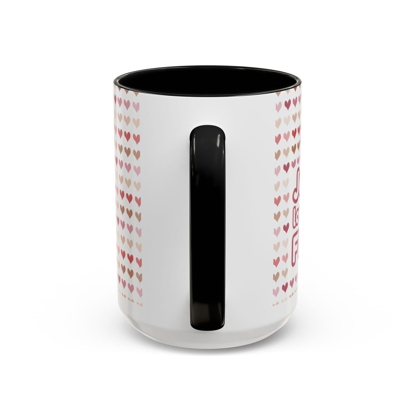 Heart Pattern Accent Coffee Mug – Cute Valentine Love Design (11/15oz)