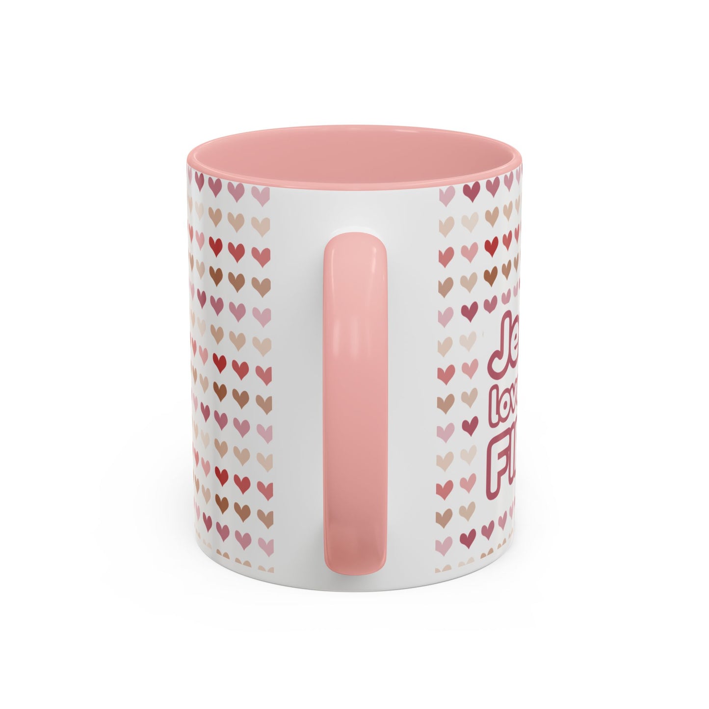 Heart Pattern Accent Coffee Mug – Cute Valentine Love Design (11/15oz)