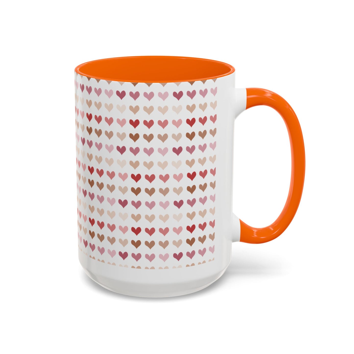 Heart Pattern Accent Coffee Mug – Cute Valentine Love Design (11/15oz)
