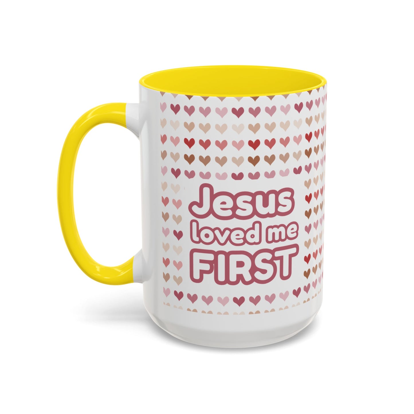 Heart Pattern Accent Coffee Mug – Cute Valentine Love Design (11/15oz)