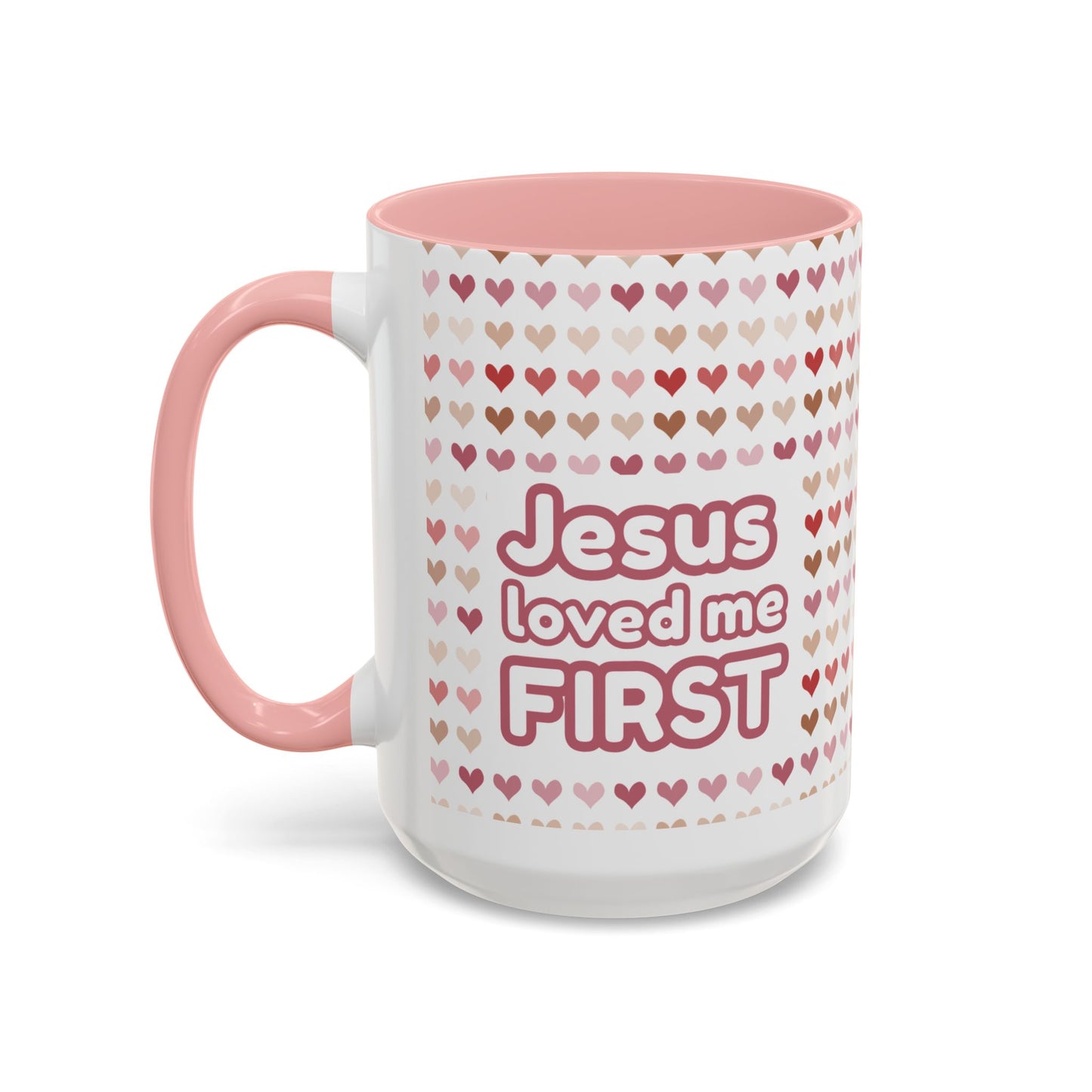 Heart Pattern Accent Coffee Mug – Cute Valentine Love Design (11/15oz)
