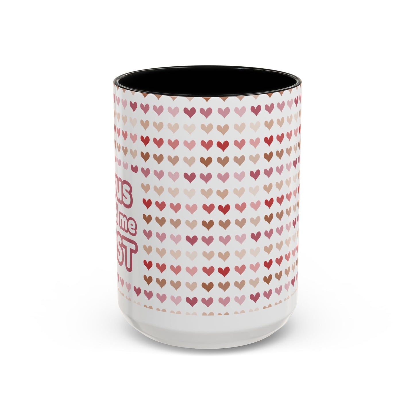 Heart Pattern Accent Coffee Mug – Cute Valentine Love Design (11/15oz)