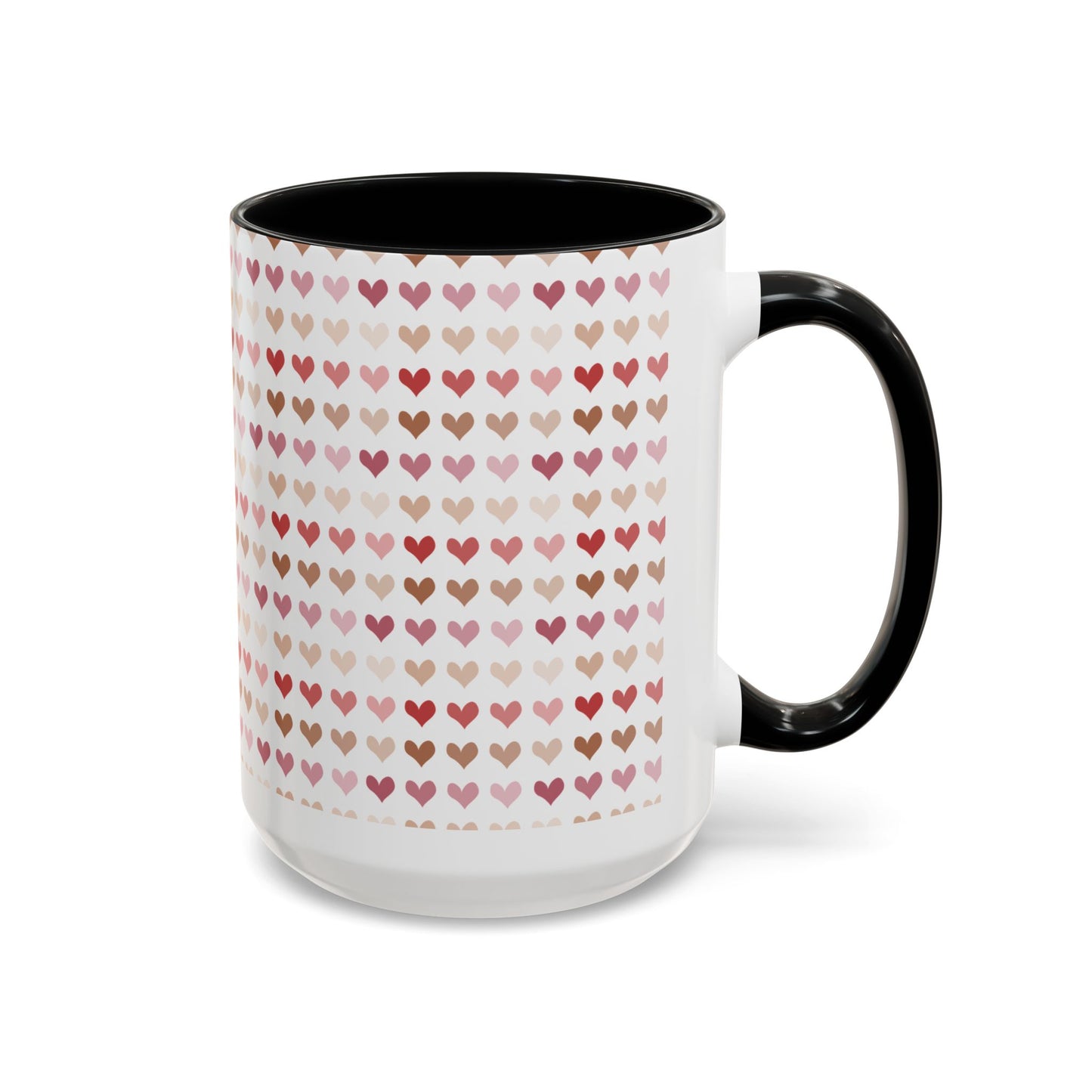 Heart Pattern Accent Coffee Mug – Cute Valentine Love Design (11/15oz)