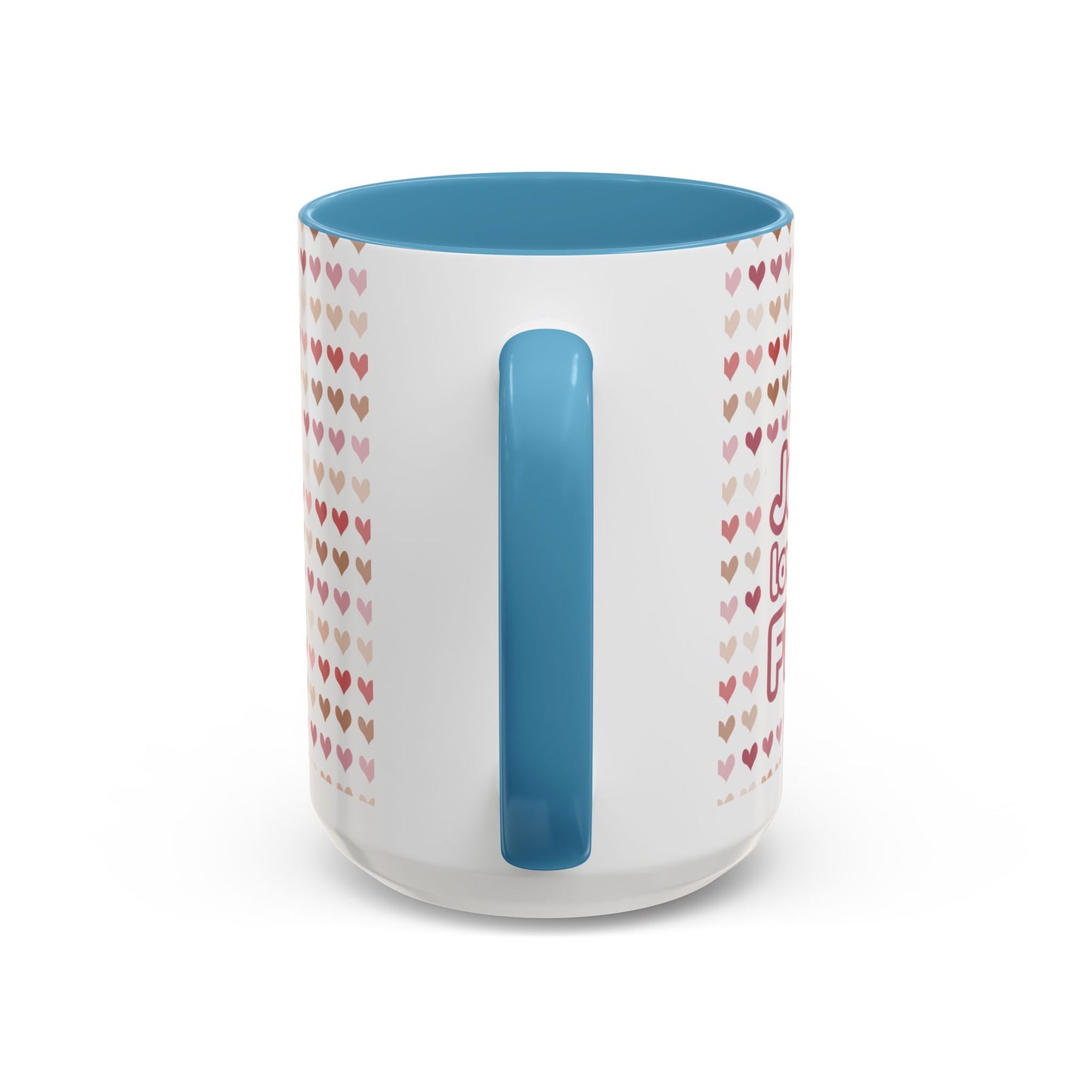 Heart Pattern Accent Coffee Mug – Cute Valentine Love Design (11/15oz)
