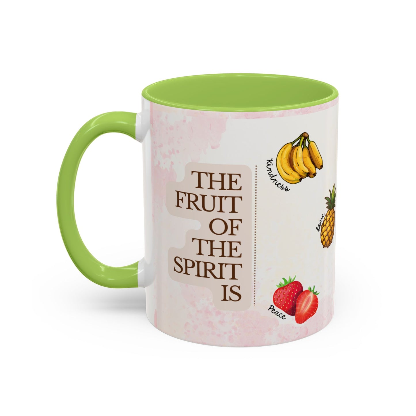 Fruit of The Spirit Coffee Mug — Cute Labeled Tropical Fruit Design (11/15oz)