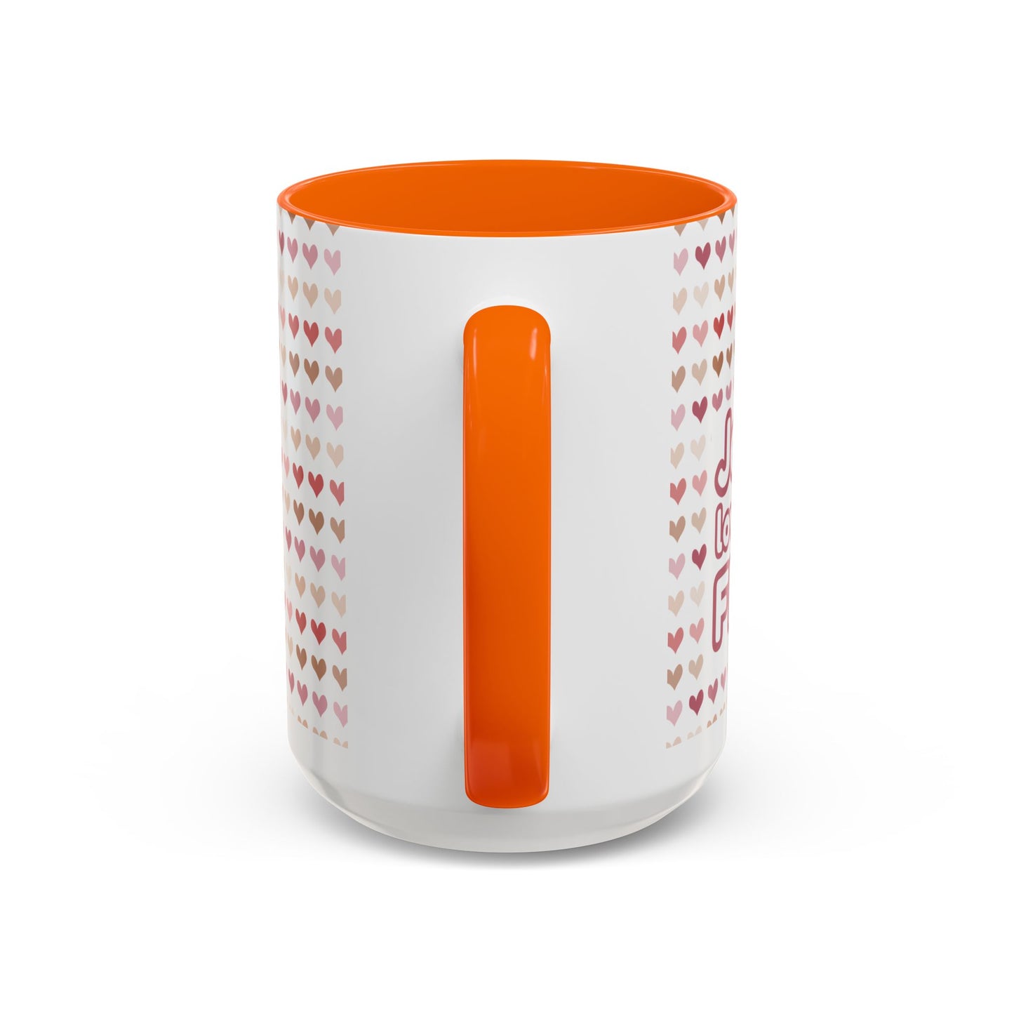 Heart Pattern Accent Coffee Mug – Cute Valentine Love Design (11/15oz)