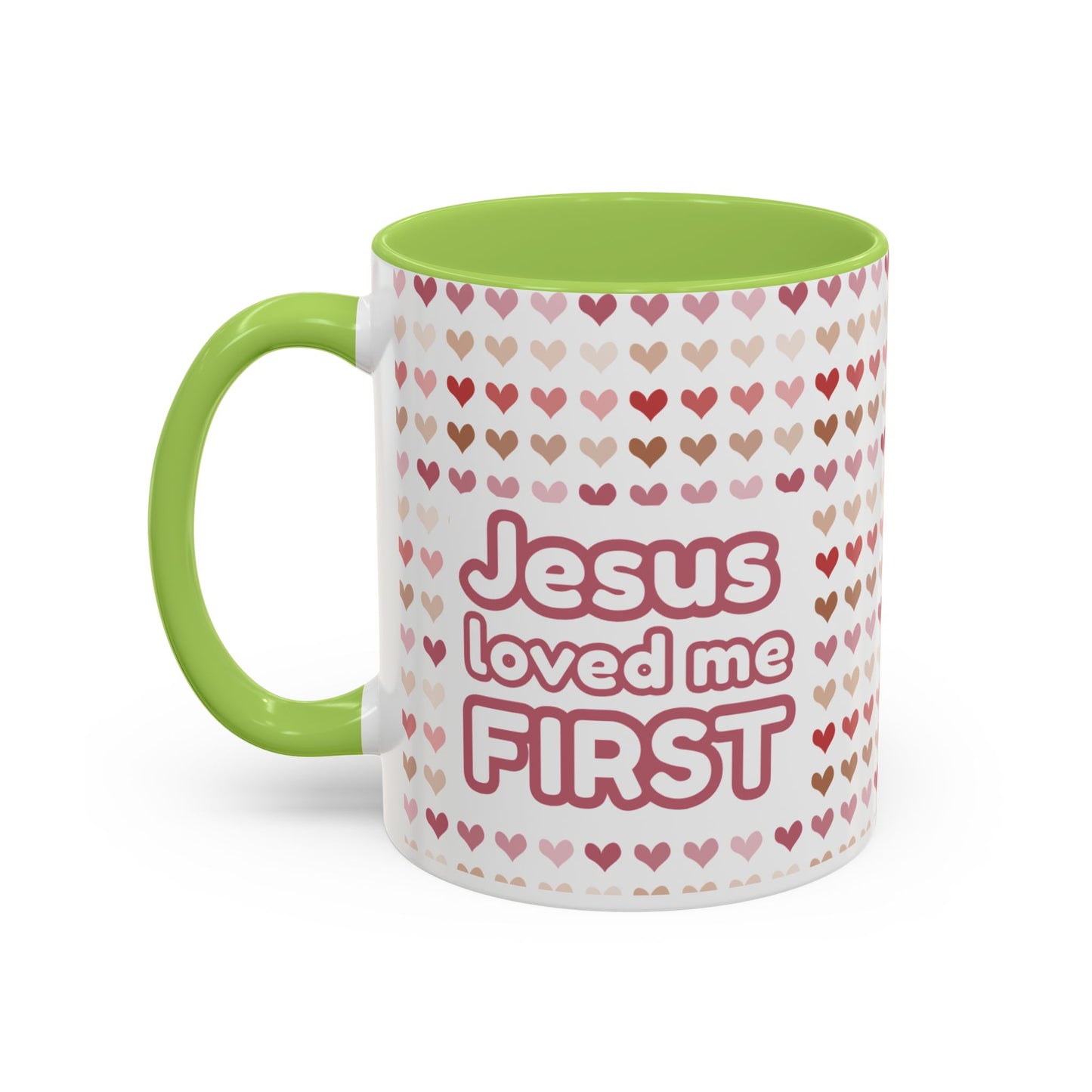 Heart Pattern Accent Coffee Mug – Cute Valentine Love Design (11/15oz)