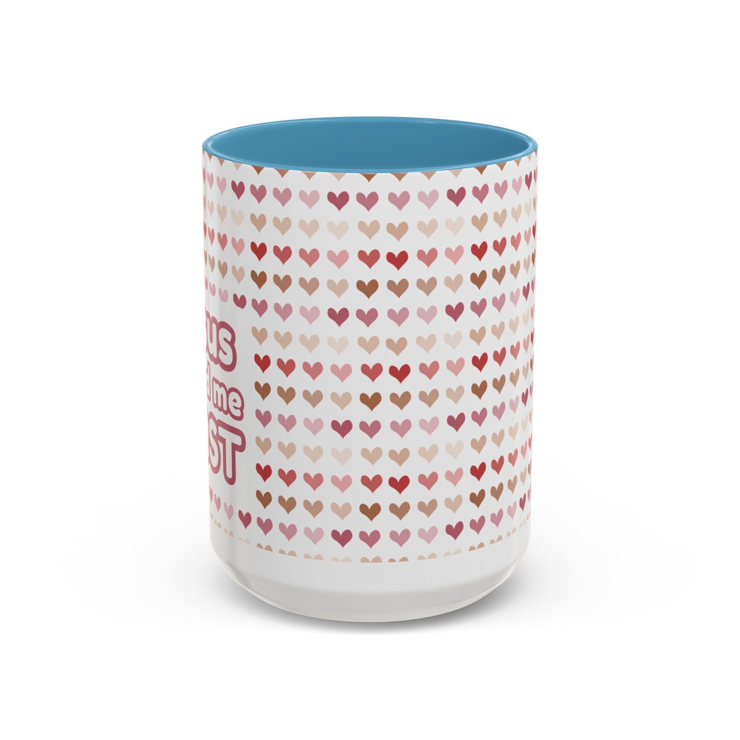 Heart Pattern Accent Coffee Mug – Cute Valentine Love Design (11/15oz)