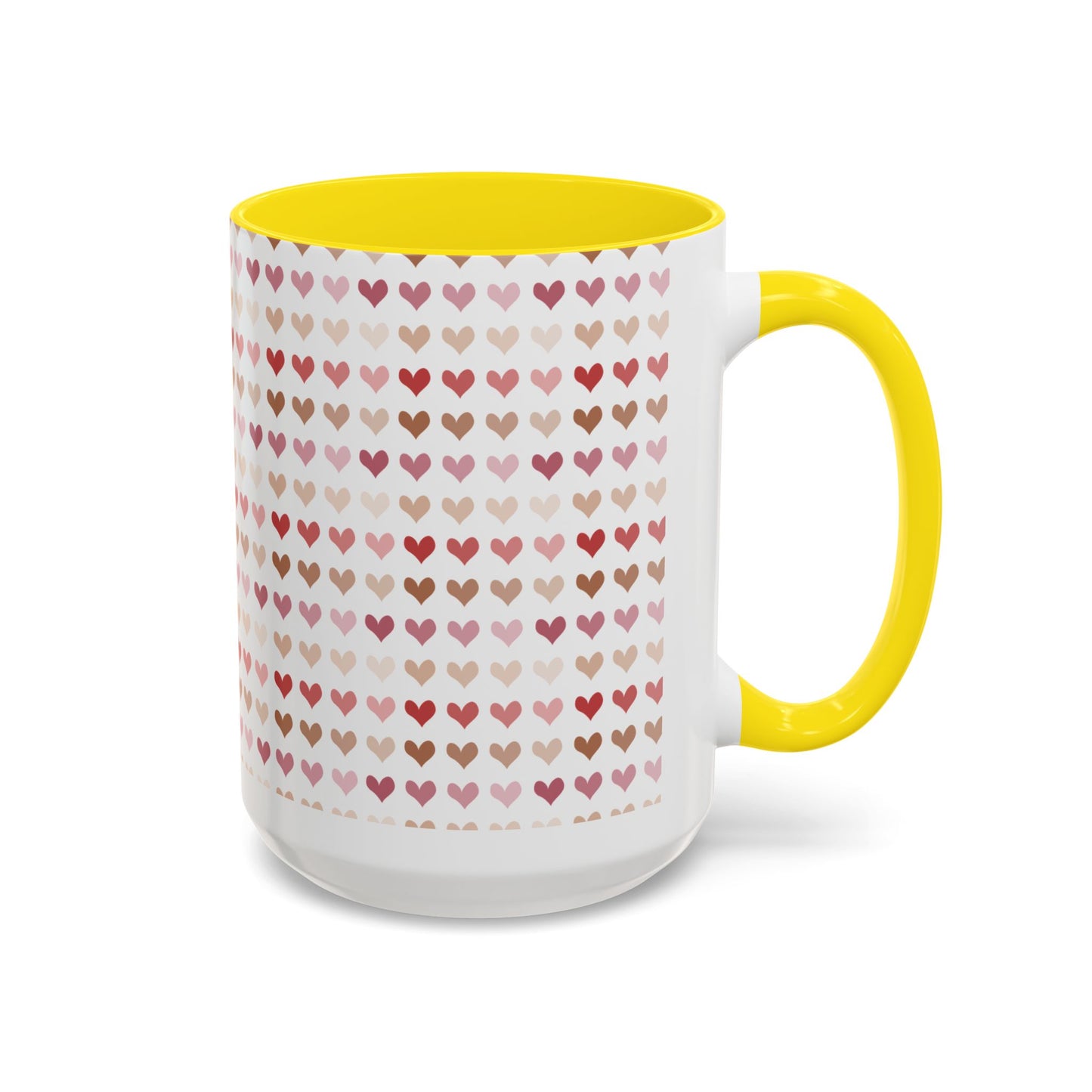 Heart Pattern Accent Coffee Mug – Cute Valentine Love Design (11/15oz)