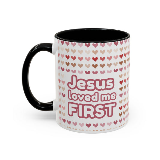 Heart Pattern Accent Coffee Mug – Cute Valentine Love Design (11/15oz)