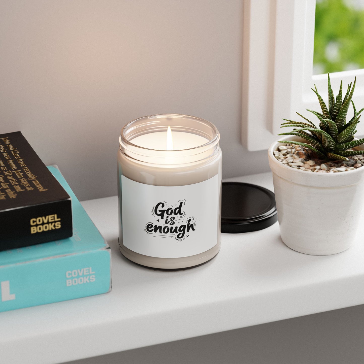 Handwritten 'God is enough' Marker Script Candle | Scented Soy Jar