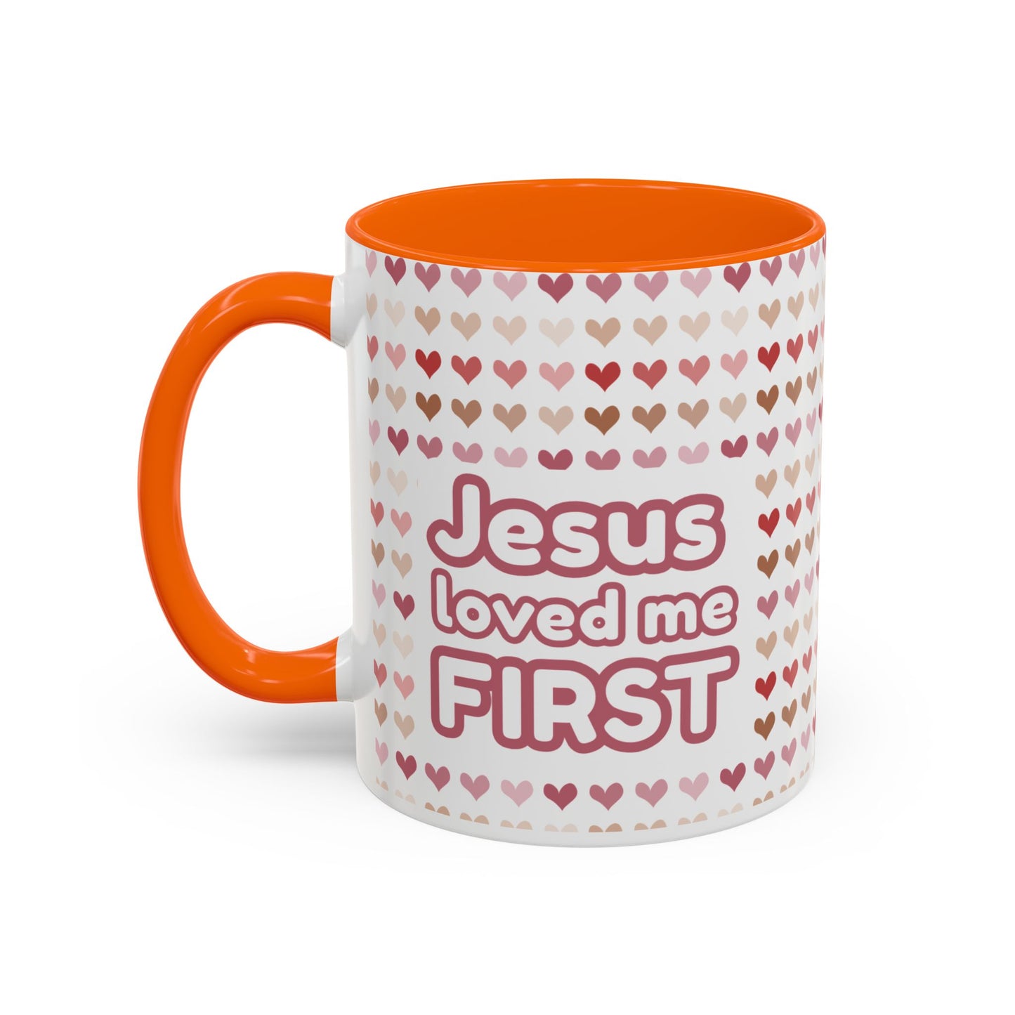 Heart Pattern Accent Coffee Mug – Cute Valentine Love Design (11/15oz)