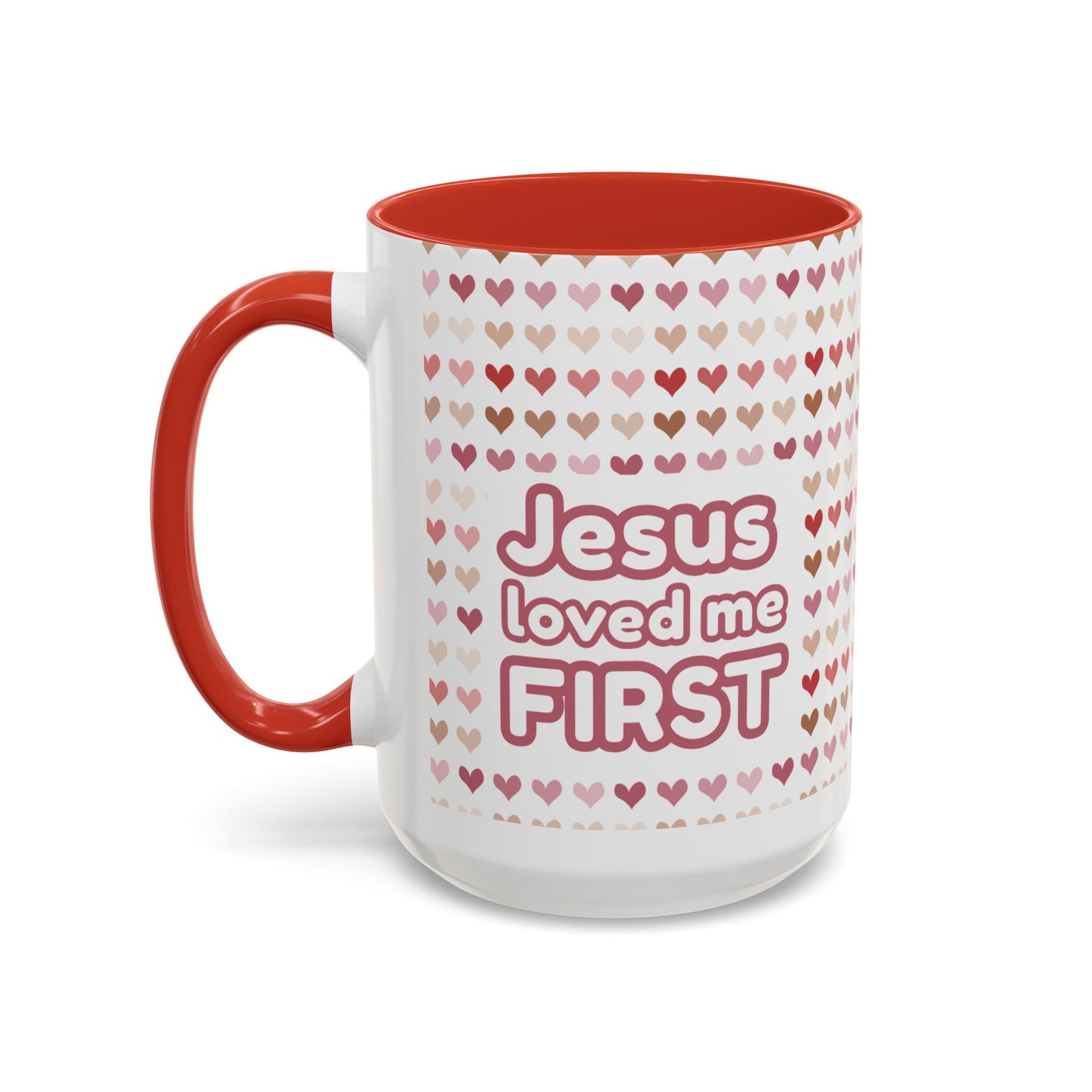 Heart Pattern Accent Coffee Mug – Cute Valentine Love Design (11/15oz)
