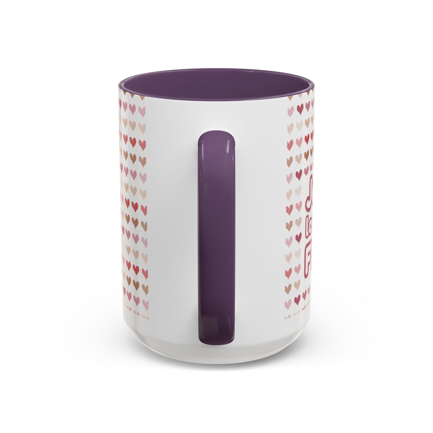 Heart Pattern Accent Coffee Mug – Cute Valentine Love Design (11/15oz)