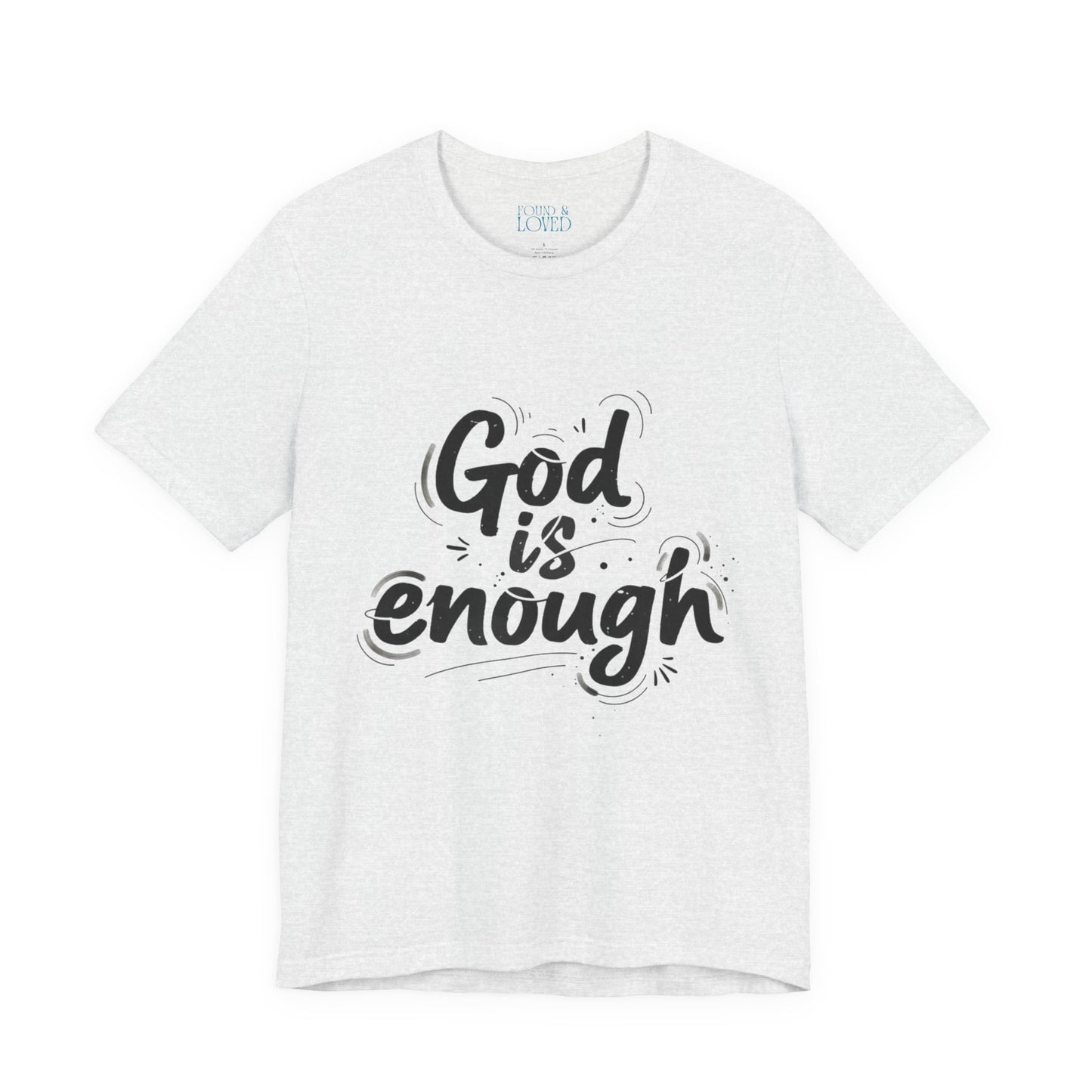 handwritten marker “God is enough” Tee | marker scribble design, doodle quote tee