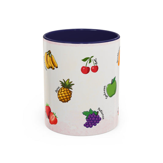 Fruit of The Spirit Coffee Mug — Cute Labeled Tropical Fruit Design (11/15oz)