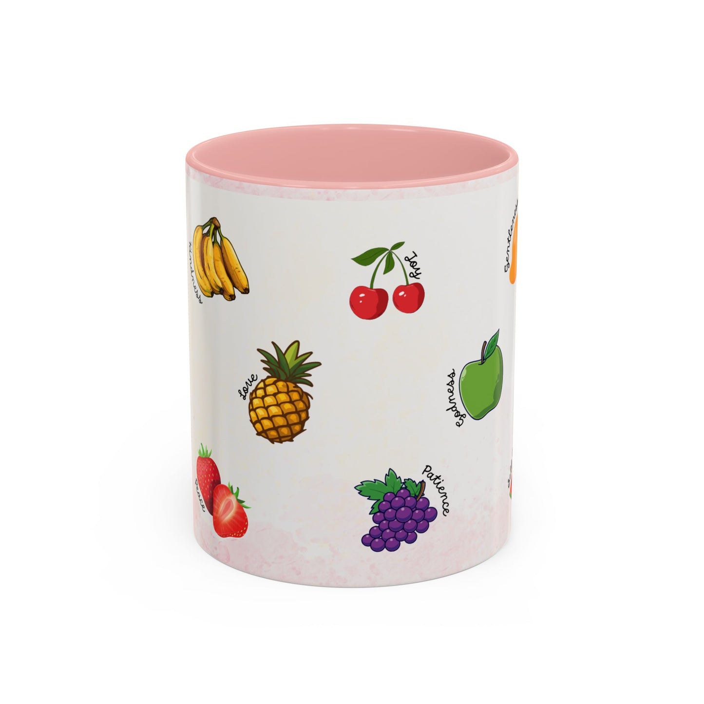Fruit of The Spirit Coffee Mug — Cute Labeled Tropical Fruit Design (11/15oz)