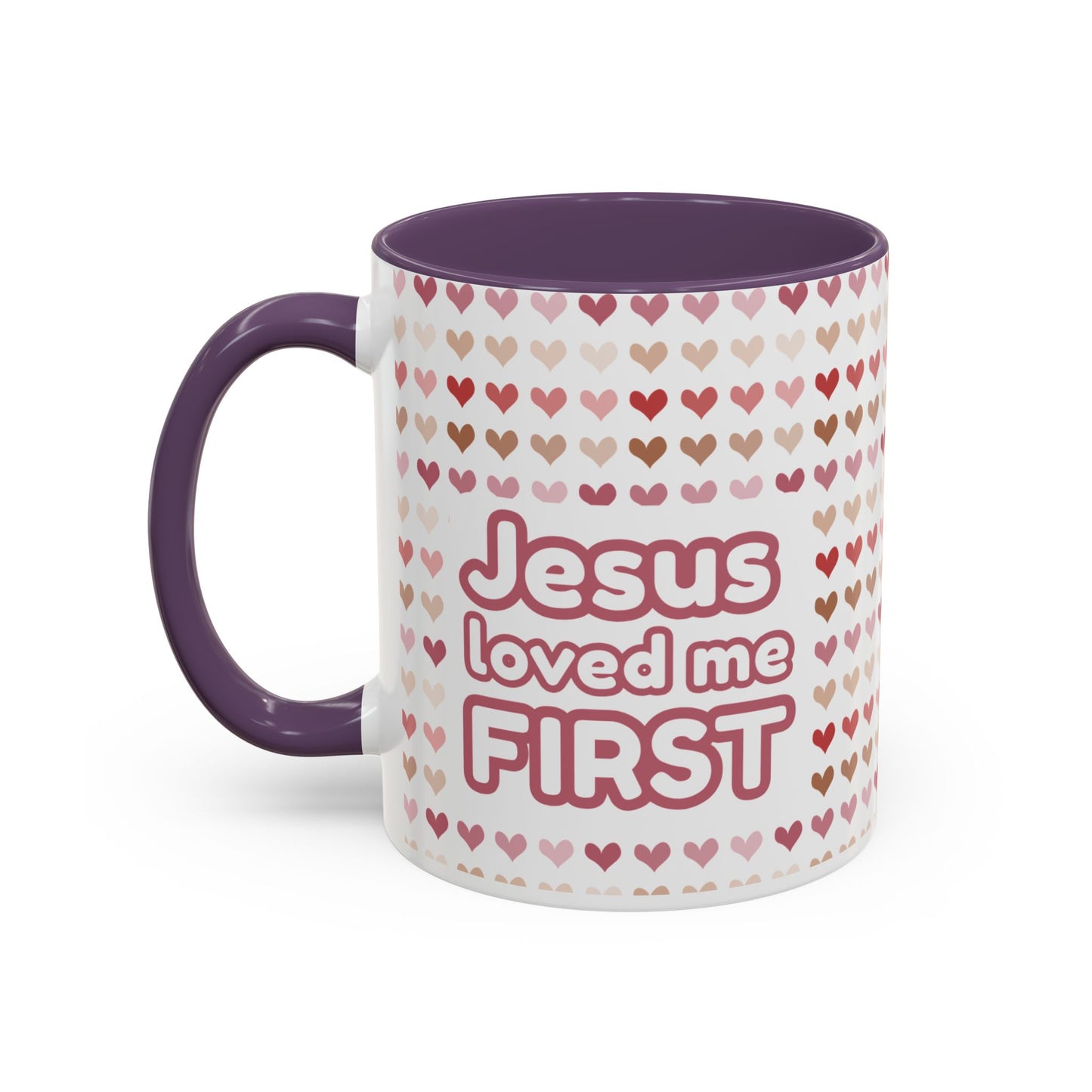 Heart Pattern Accent Coffee Mug – Cute Valentine Love Design (11/15oz)