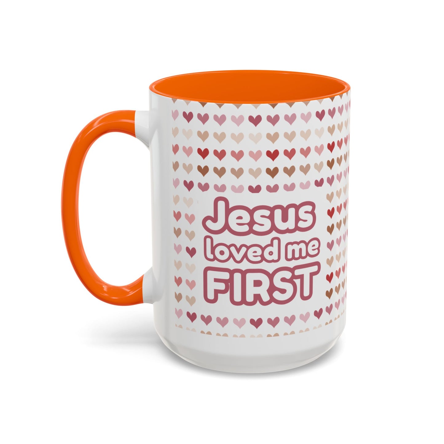 Heart Pattern Accent Coffee Mug – Cute Valentine Love Design (11/15oz)