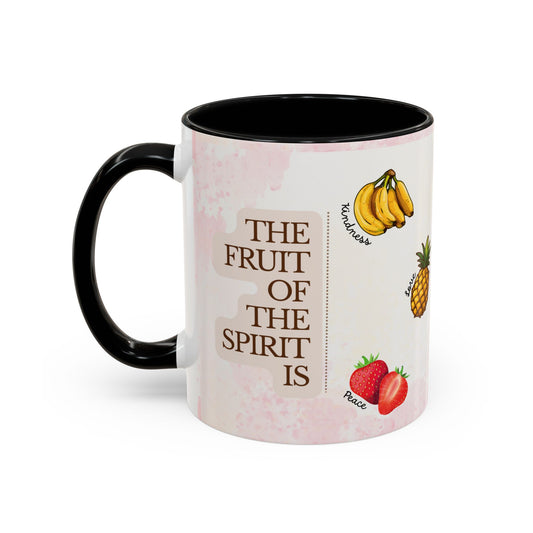 Fruit of The Spirit Coffee Mug — Cute Labeled Tropical Fruit Design (11/15oz)