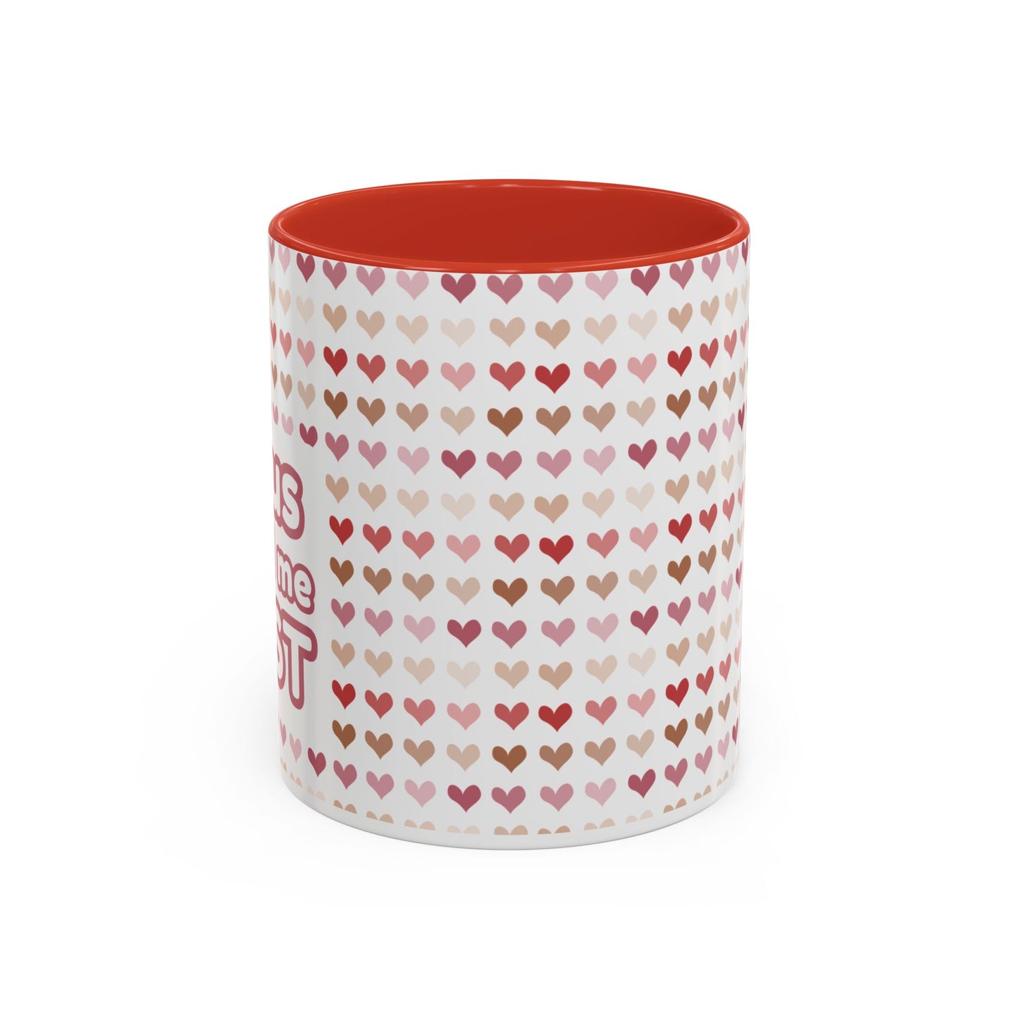 Heart Pattern Accent Coffee Mug – Cute Valentine Love Design (11/15oz)