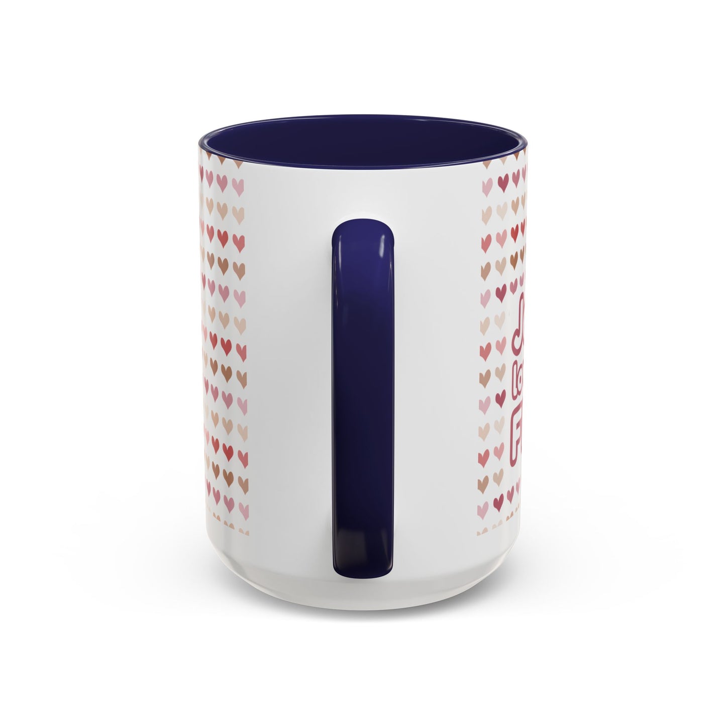 Heart Pattern Accent Coffee Mug – Cute Valentine Love Design (11/15oz)