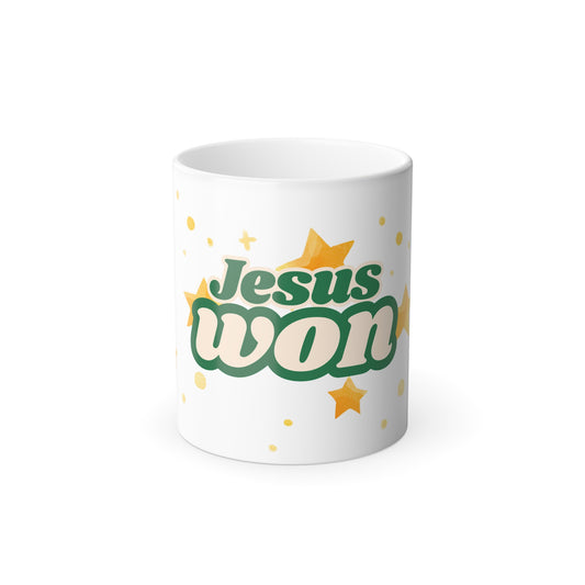Jesus Won Color-Changing Mug — 11oz Inspirational Christian Coffee Cup